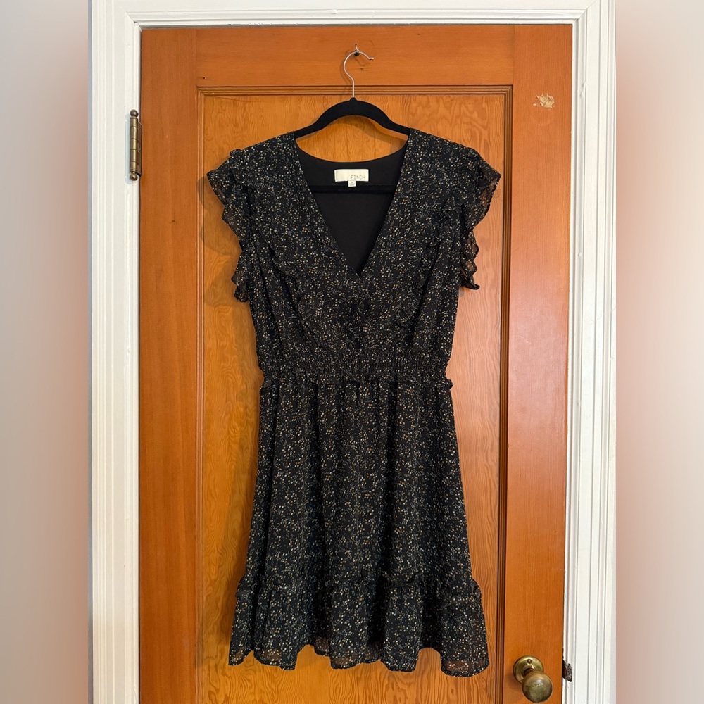 Pinch Black Floral Ruffle Mini Dress Size Medium
